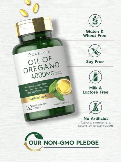 Carlyle Oregano Oil 4000mg Supplement | 150 Softgel Capsules | Contains Carvacrol | Non-GMO & Gluten Free Formula  Healthy Care