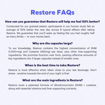 Cheers Restore | Supplement With DHM + L-Cysteine | 12 Doses | 36 Ct,  For Men And Women, Healthy Care