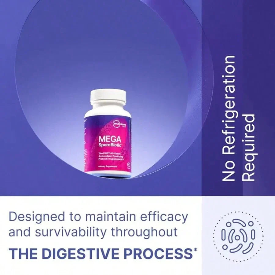Microbiome Labs MegaSporeBiotic Probiotics For Women & Men - Spore-Based Probiotic For Gut Health & Digestive Support - Shelf-Stable, Travel-Friendly, Mens & Womens Probiotics (60 Capsules), For Women