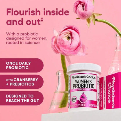 Physician's Choice Women's Probiotic Daily Digestive, Gut Health, Urinary Tract, And Immune Support For Women With 50B CFUs, Cranberry & Prebiotics, For Women,  Daily Health, Probióticos Originales