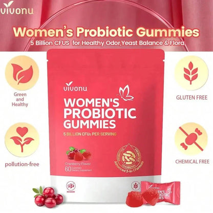 Viv0Nu Women's Probiotics, Women's Balanced PH Gum, Maintain Healthy Odor, Yeast Balance And Microbial Vitamin C, Enhance Immunity - Cranberry Probiotics