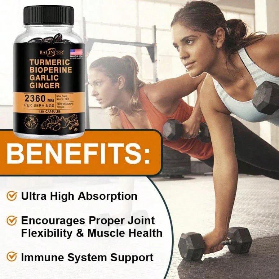 2600 Mg Turmeric Supplement - Include Bioperine Black Pepper Extract - Immune System Support, 120 Softgels