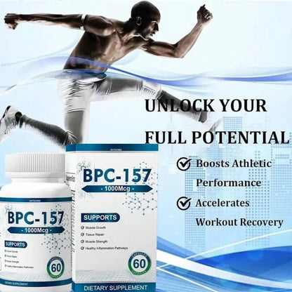 BPC-157 1000mcg Peptide Formula - Enhanced Muscle Growth + Post-Workout Recovery Supplement - Gluten-Free, Vegan Friendly, 60 Capsules