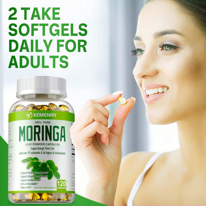 Moringa Capsules 1000mg -Weight Loss, Green Superfood, Metabolism Health Support - 120pcs