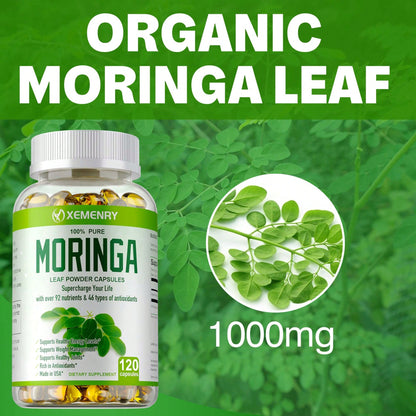 Moringa Capsules 1000mg -Weight Loss, Green Superfood, Metabolism Health Support - 120pcs