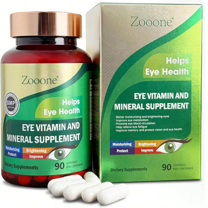 Zooone Lutein And Zeaxanthin Eye Vitamins, Eye Vitamin And Mineral Supplement With Vitamin C E Zinc Copper, Vision Support For Macular Degeneration, Eye Health Pills For Adults & Seniors, 90 Capsules Vitamins