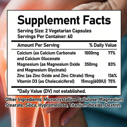 120 Capsules - With Calcium, Magnesium & Zinc, Support Energy Levels