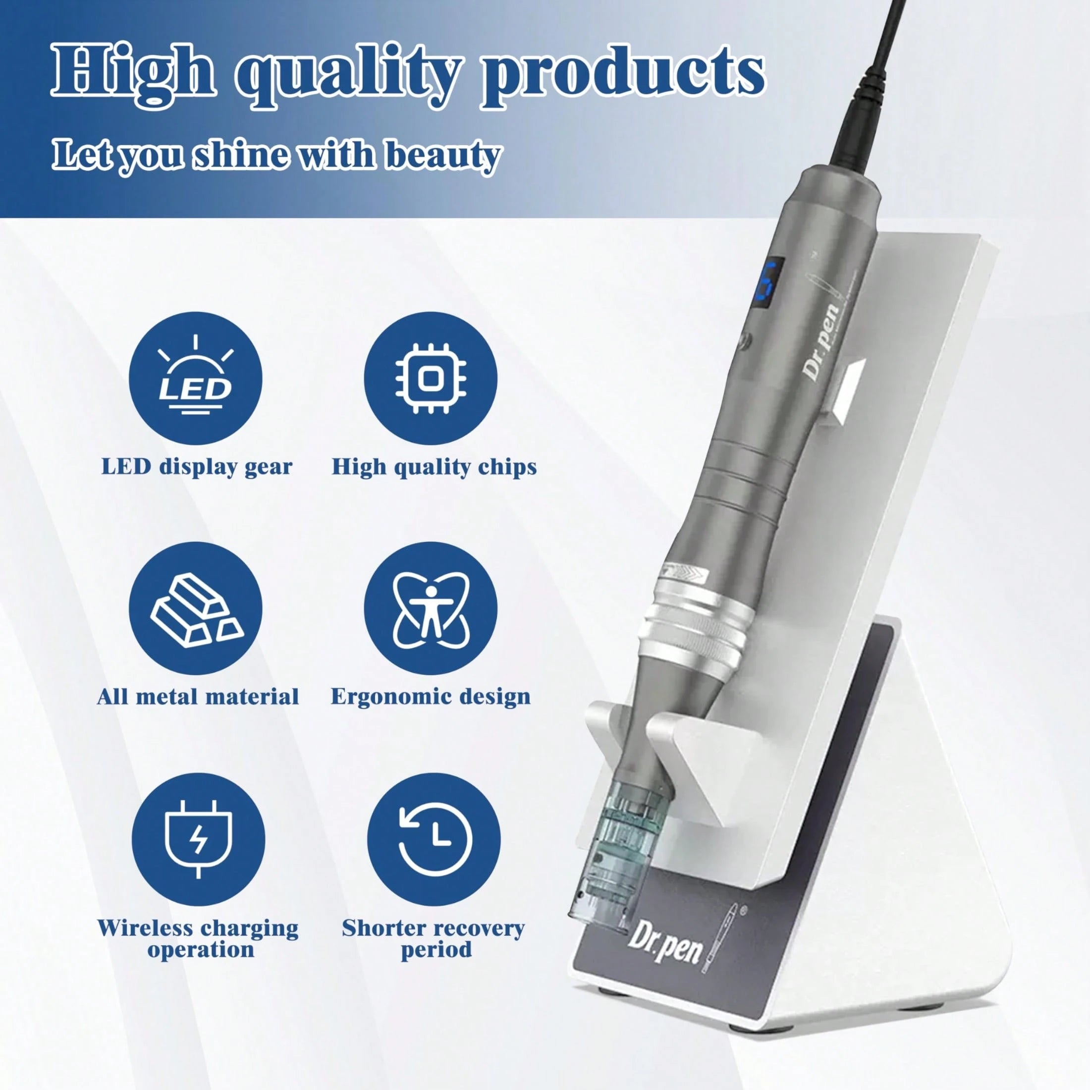 Dr.pen Dr. Pen M8 Skincare Pen Kit - Wireless Ultima M8 Derma Roller With 22pcs Cartridges For Face Body Hair Care, Professional Beauty Skin Device(10pcs Nano,10pcs 42pin, 2pcs16pin Cartridges)