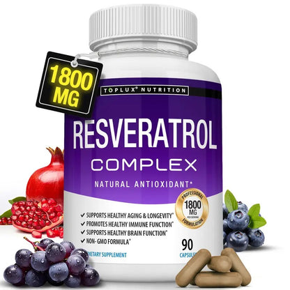 resveratrol supplement 1800mg antioxidant capsules USA
